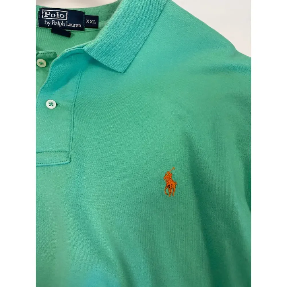 Polo Ralph Lauren Men’s Short Sleeve Polo‎ Shirt Green Size 2XL XXL 100% Cotton